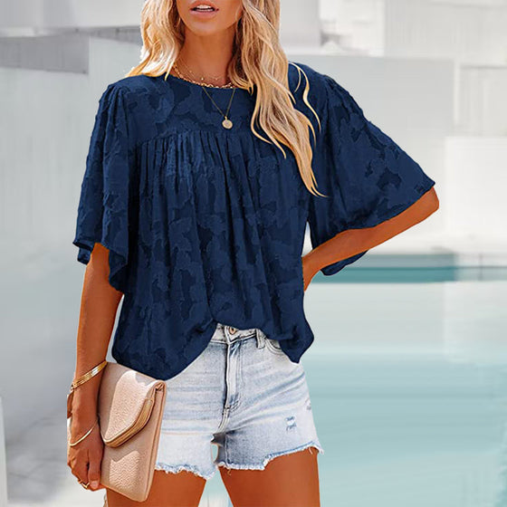 Chiffongskjorta med utsvängda ärmar