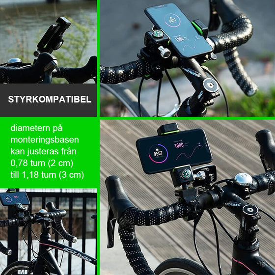 Cykelbelyst kompasstelefonhållare
