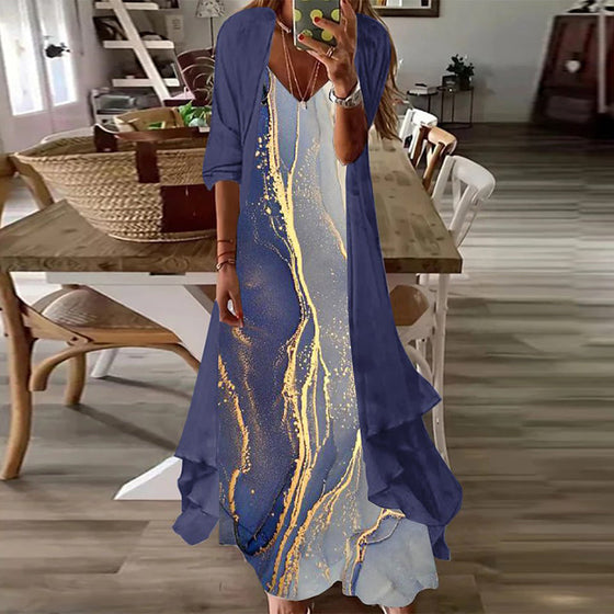 Lös tvådelad klänning med tryck