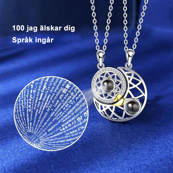 Alla hjärtans dag projektion solmåne stjärna par magnetiskt halsband
