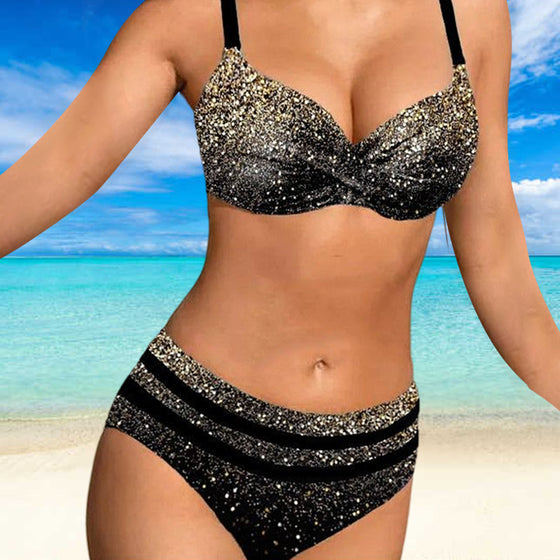Bikini med glittrande tryck