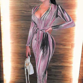 Sexiga klänningar för kvinnor 3D tryckt ränder