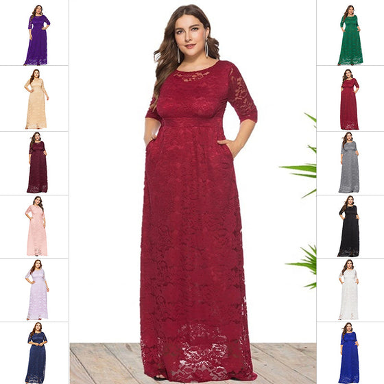 Plus size spetsklänning för kvinnor