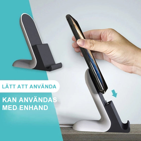 Telefonställ med plats för laddningskabel