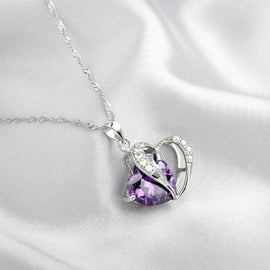 Hjärta design zirkon halsband hänge örhängen set