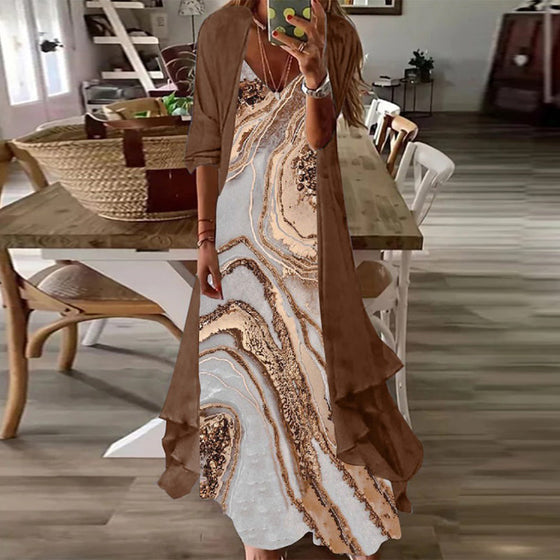 Lös tvådelad klänning med tryck