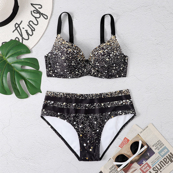 Bikini med glittrande tryck