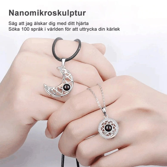 Alla hjärtans dag projektion solmåne stjärna par magnetiskt halsband