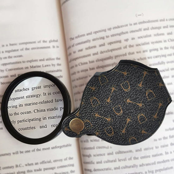 Nytt läderfodral med fällbart förstoringsglas