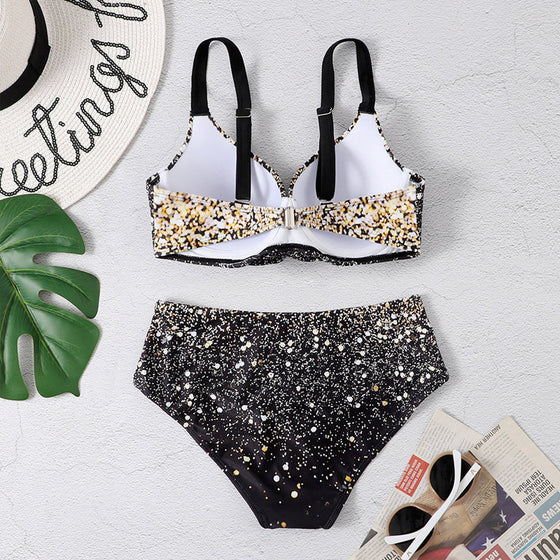 Bikini med glittrande tryck