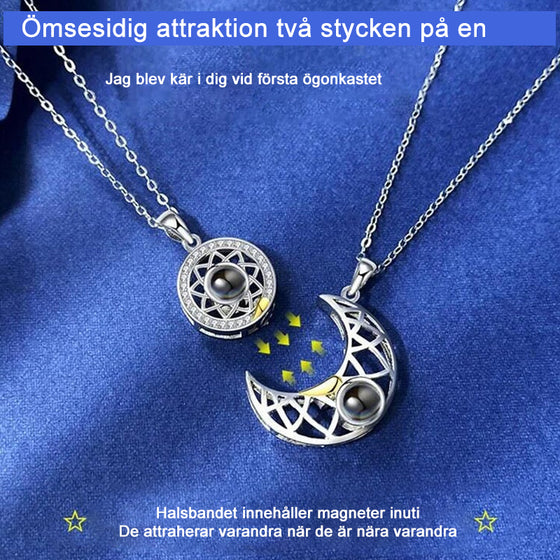 Alla hjärtans dag projektion solmåne stjärna par magnetiskt halsband