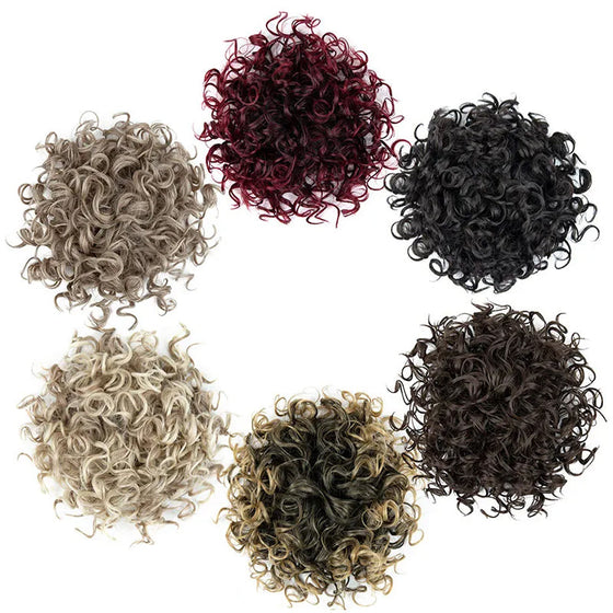 Elastisk dragsnöre löst kort lockig knut