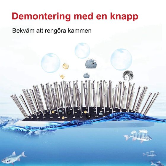 Bärbar hårkam i negativ järn