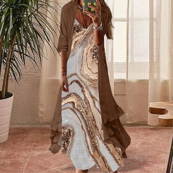 Lös tvådelad klänning med tryck