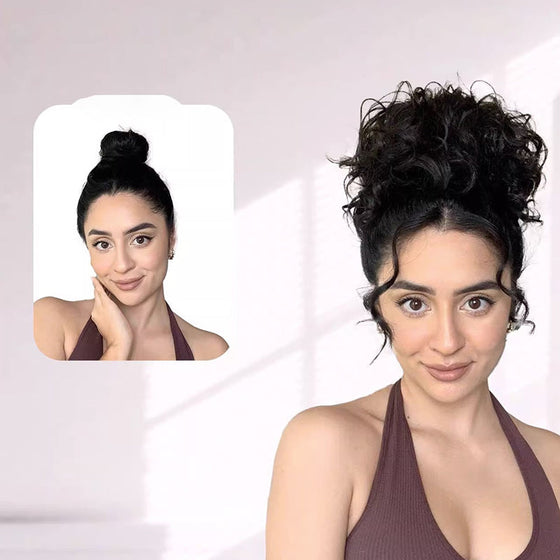 Elastisk dragsnöre löst kort lockig knut