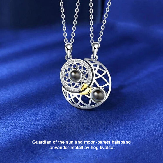 Alla hjärtans dag projektion solmåne stjärna par magnetiskt halsband