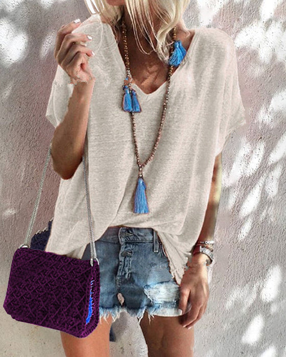 Enfärgad kortärmad t-shirt