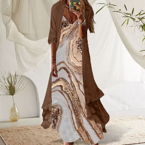 Lös tvådelad klänning med tryck