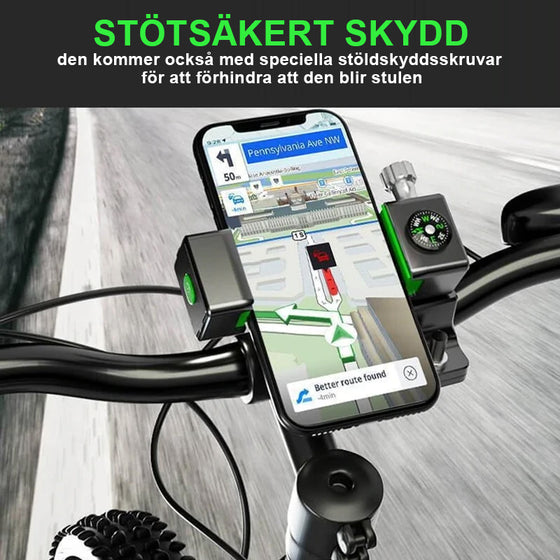 Cykelbelyst kompasstelefonhållare