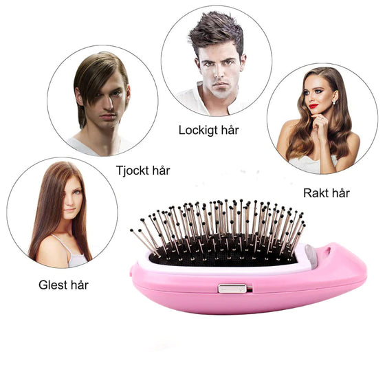 Bärbar hårkam i negativ järn