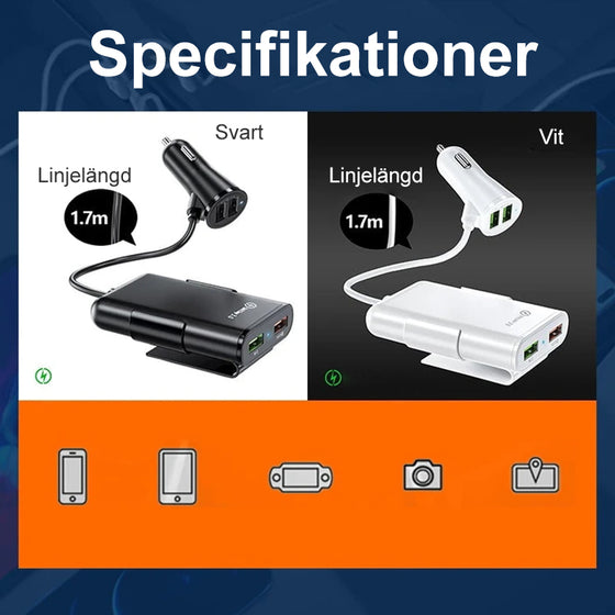 4 i 1 bilbaksätes laddare