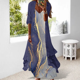 Lös tvådelad klänning med tryck