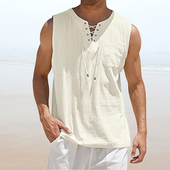 Enfärgad väst med dragsko för män