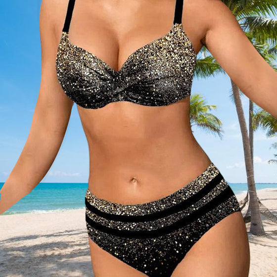 Bikini med glittrande tryck