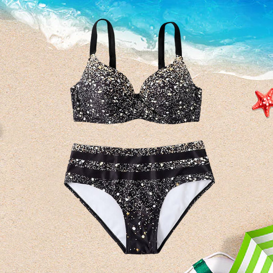 Bikini med glittrande tryck