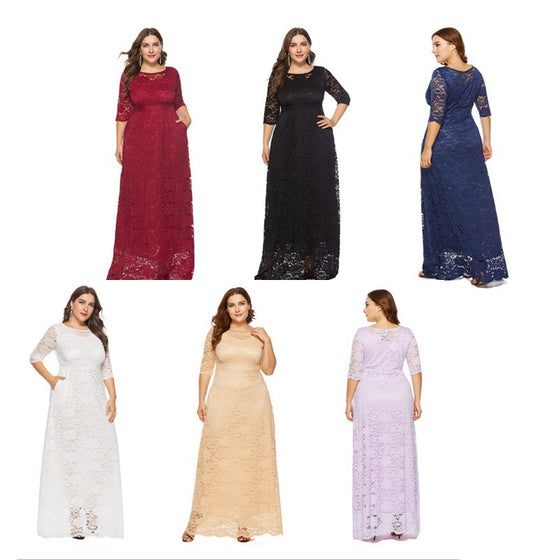 Plus size spetsklänning för kvinnor