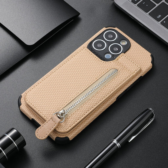 Plånboksfodral med magnetisk dragkedja med kreditkortshållare