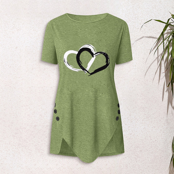 Kortärmad t-shirt med hjärtmönster