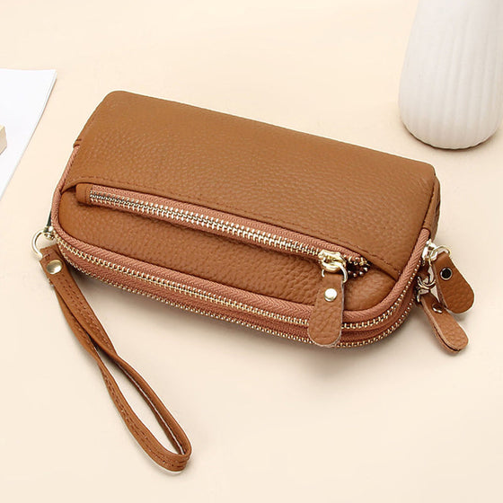 Dam lång plånbok i läder med stor kapacitet