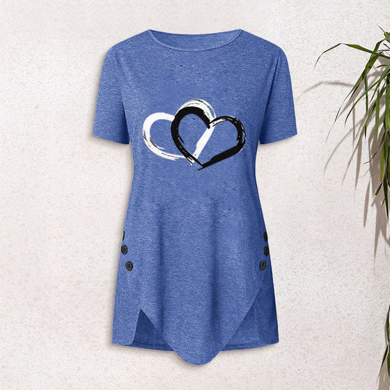 Kortärmad t-shirt med hjärtmönster