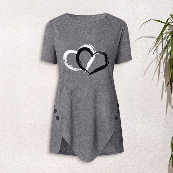 Kortärmad t-shirt med hjärtmönster