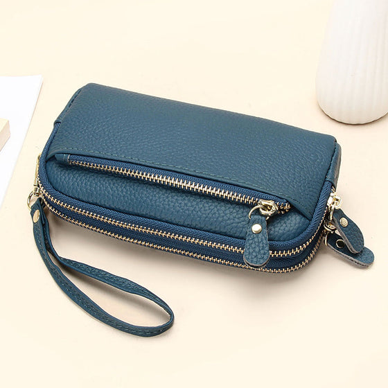 Dam lång plånbok i läder med stor kapacitet