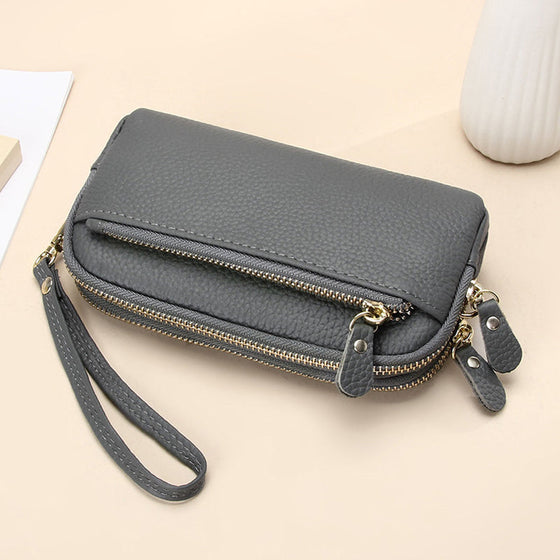 Dam lång plånbok i läder med stor kapacitet