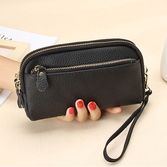 Dam lång plånbok i läder med stor kapacitet