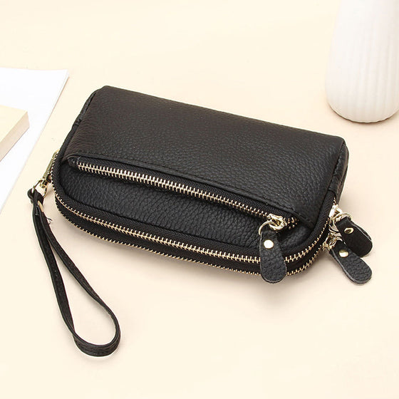 Dam lång plånbok i läder med stor kapacitet