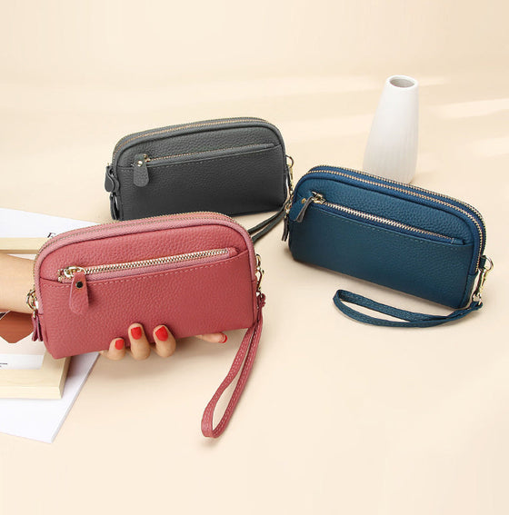 Dam lång plånbok i läder med stor kapacitet