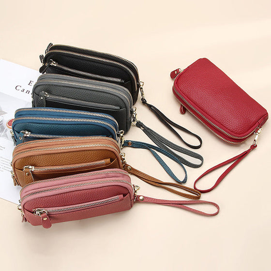 Dam lång plånbok i läder med stor kapacitet