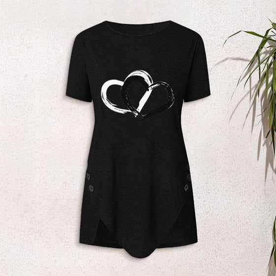 Kortärmad t-shirt med hjärtmönster