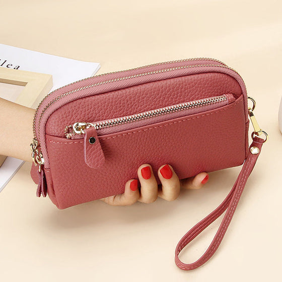 Dam lång plånbok i läder med stor kapacitet