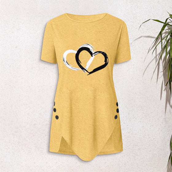 Kortärmad t-shirt med hjärtmönster