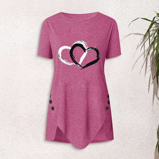 Kortärmad t-shirt med hjärtmönster