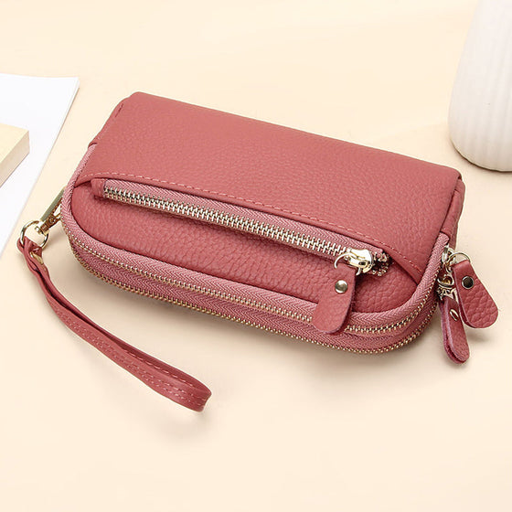 Dam lång plånbok i läder med stor kapacitet