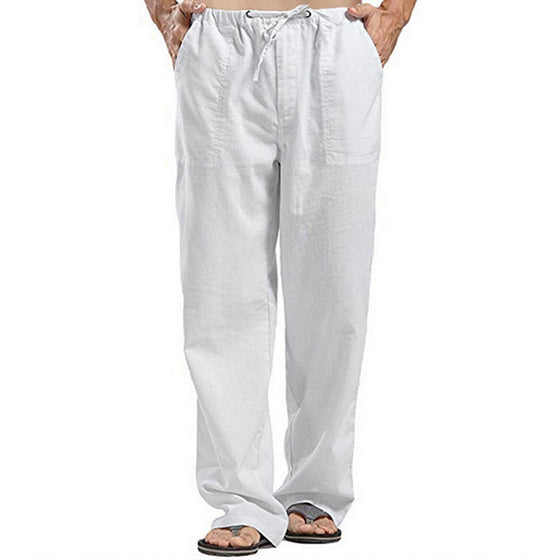 Herr casual linnebyxor med resår i midjan