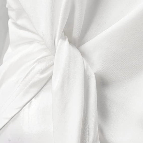 Damtröja med rund hals, knuten blus T-shirt