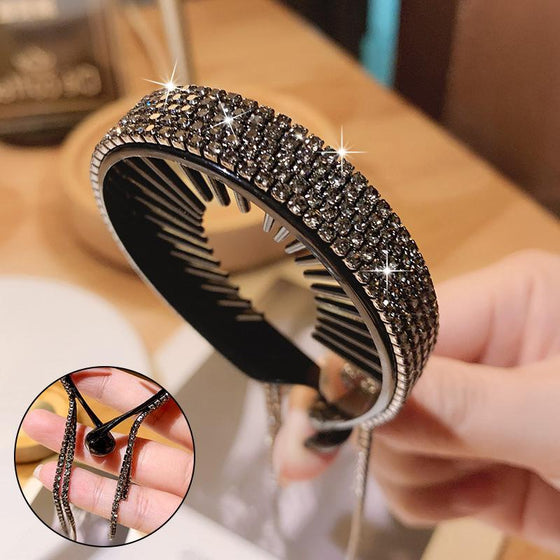 Elegant huvudbonad med Rhinestone Pom Pom