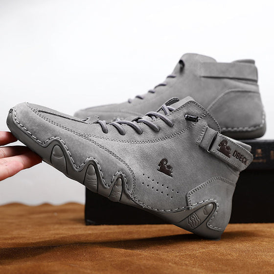 Handgjorda höga stövlar med kardborreband